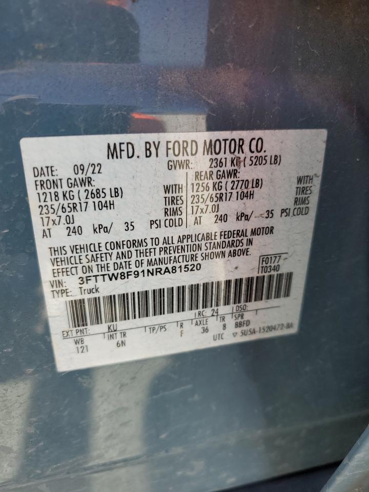 3FTTW8F91NRA81520 FORD MAVERICK 2022