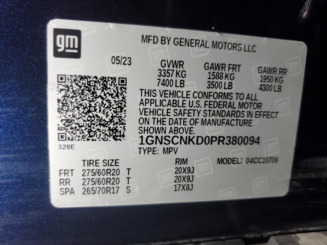 1GNSCNKD0PR380094 CHEVROLET TAHOE 2023