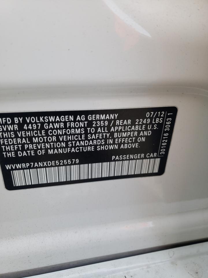 2013 Volkswagen Cc Luxury VIN: WVWRP7ANXDE525579 Lot: 49731825