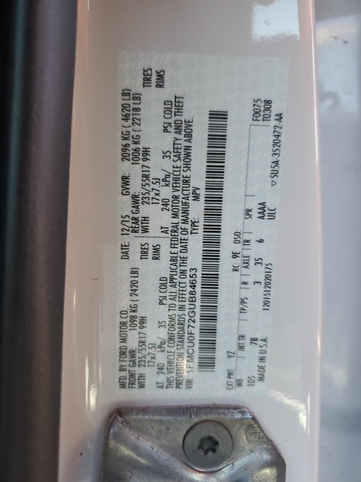 1FMCU0F72GUB84653 FORD ESCAPE 2016