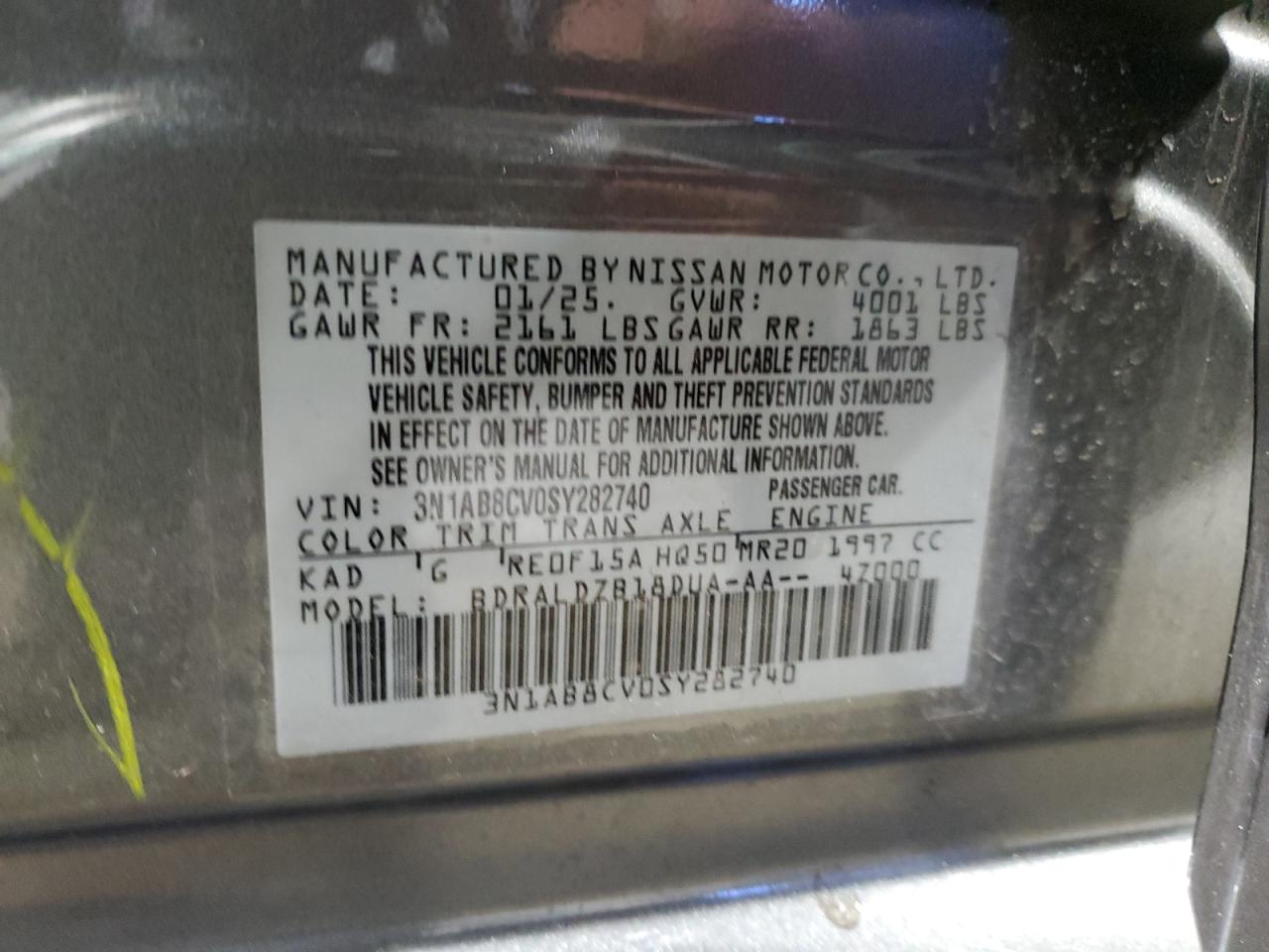 3N1AB8CV0SY282740 NISSAN SENTRA 2025
