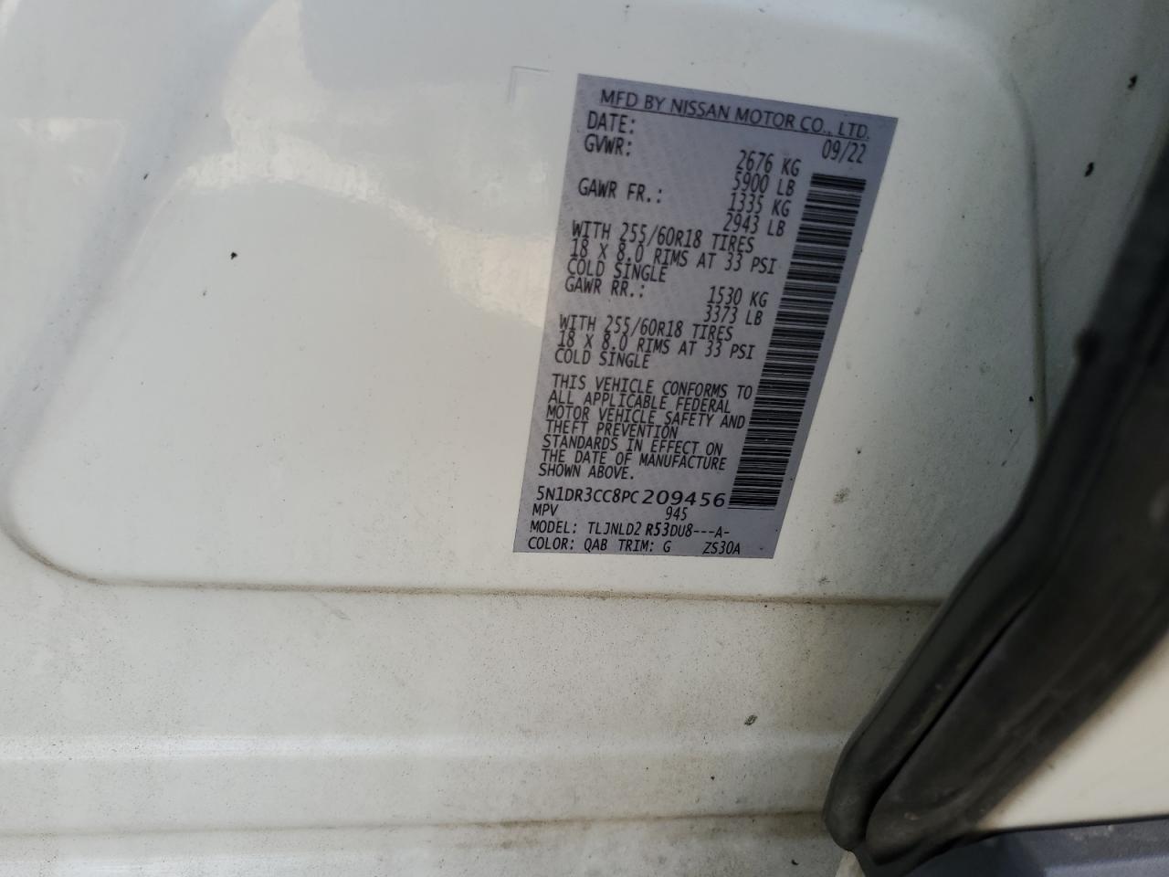 5N1DR3CC8PC209456 NISSAN PATHFINDER 2023