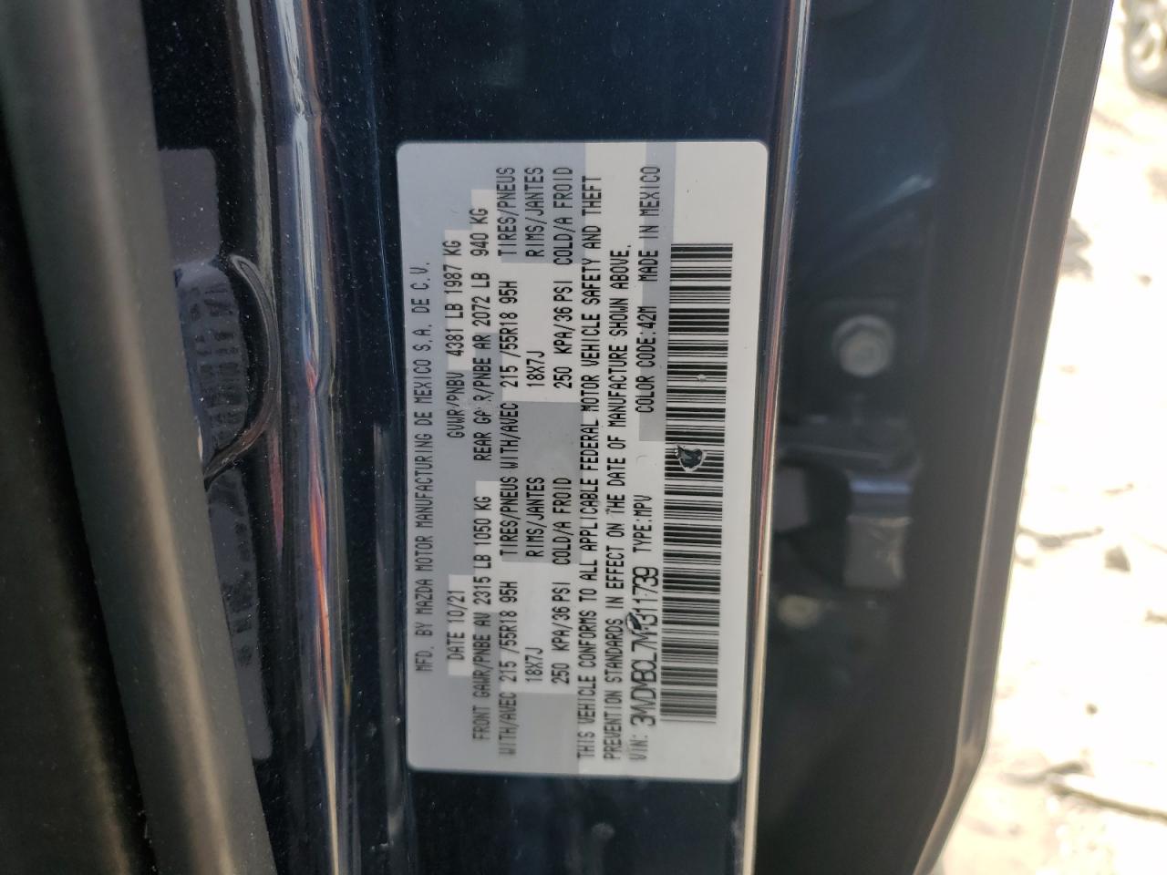 2021 Mazda Cx-30 Preferred VIN: 3MVDMBCL7MM311739 Lot: 49691135
