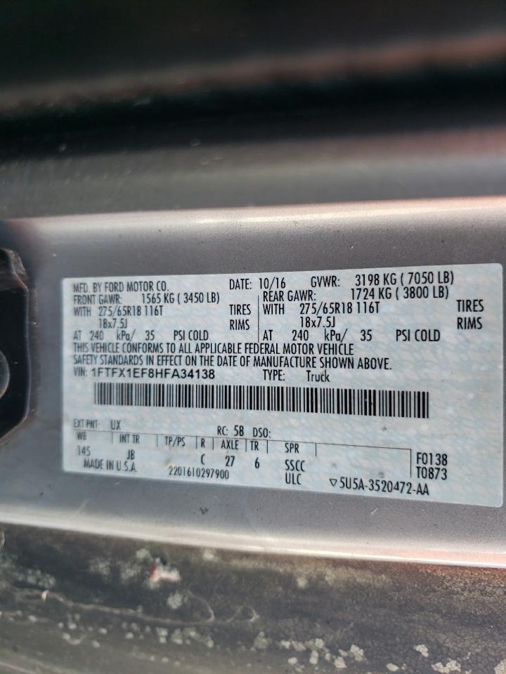 1FTFX1EF8HFA34138 FORD F-150 2017