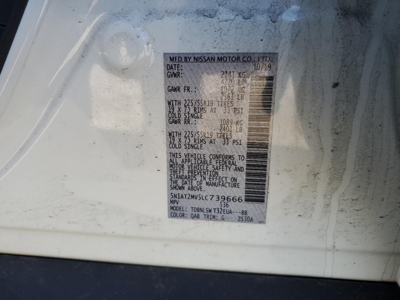 5N1AT2MV5LC739666 NISSAN ROGUE 2020