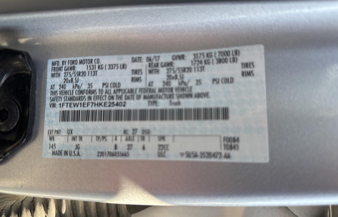 1FTEW1EF7HKE25402 FORD F-150 2017