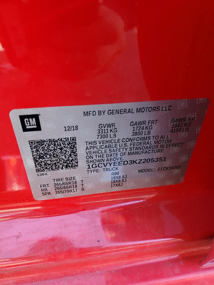 1GCVYEED3KZ205351 CHEVROLET ALL Models 2019