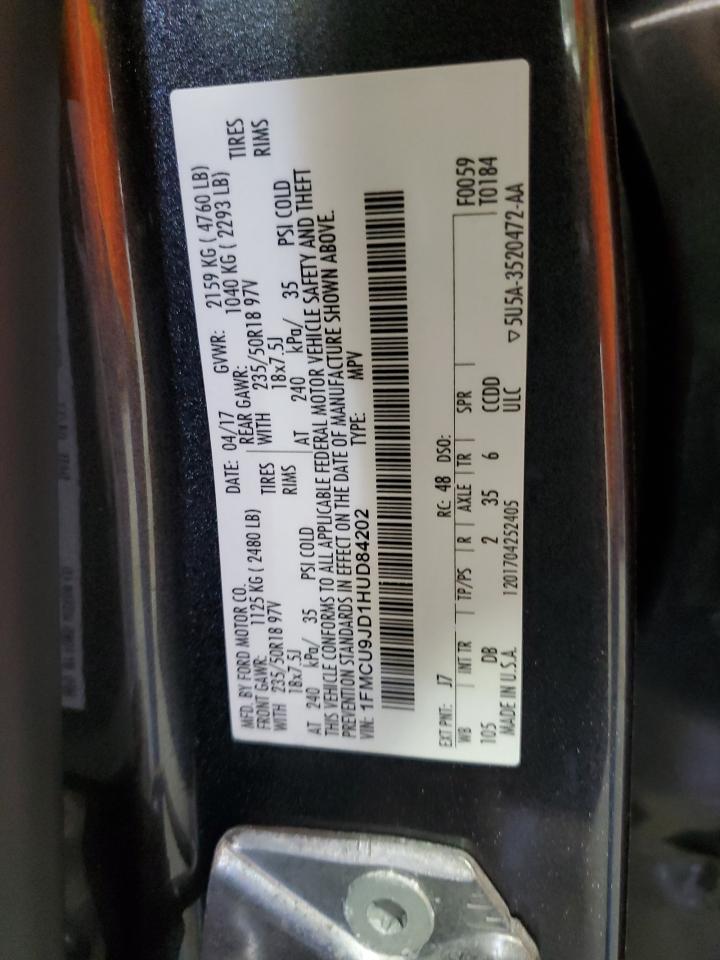 2017 Ford Escape Titanium VIN: 1FMCU9JD1HUD84202 Lot: 50557935