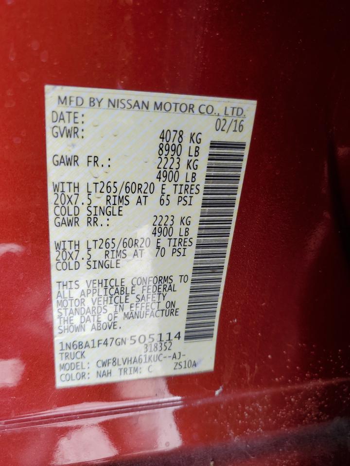 1N6BA1F47GN505114 NISSAN TITAN 2016