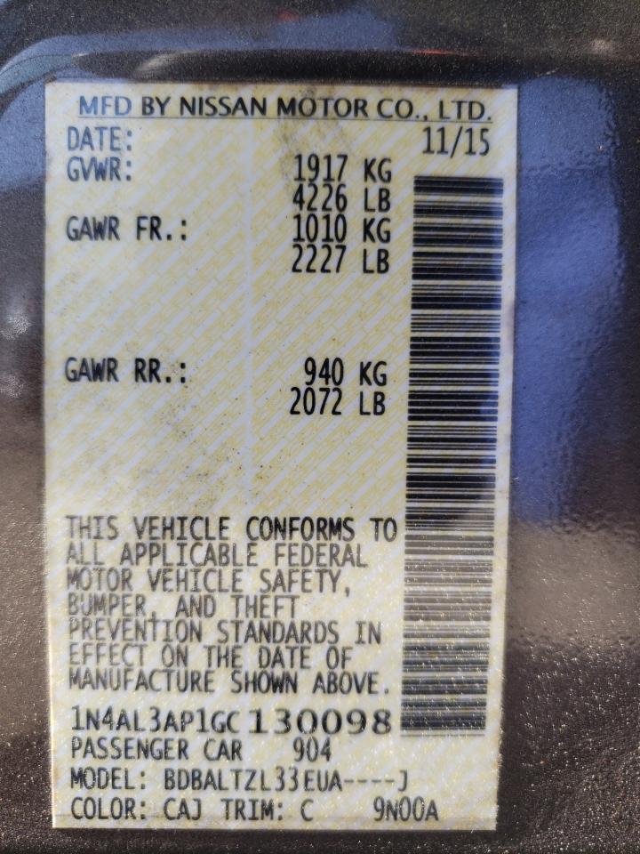 1N4AL3AP1GC130098 NISSAN ALTIMA 2016