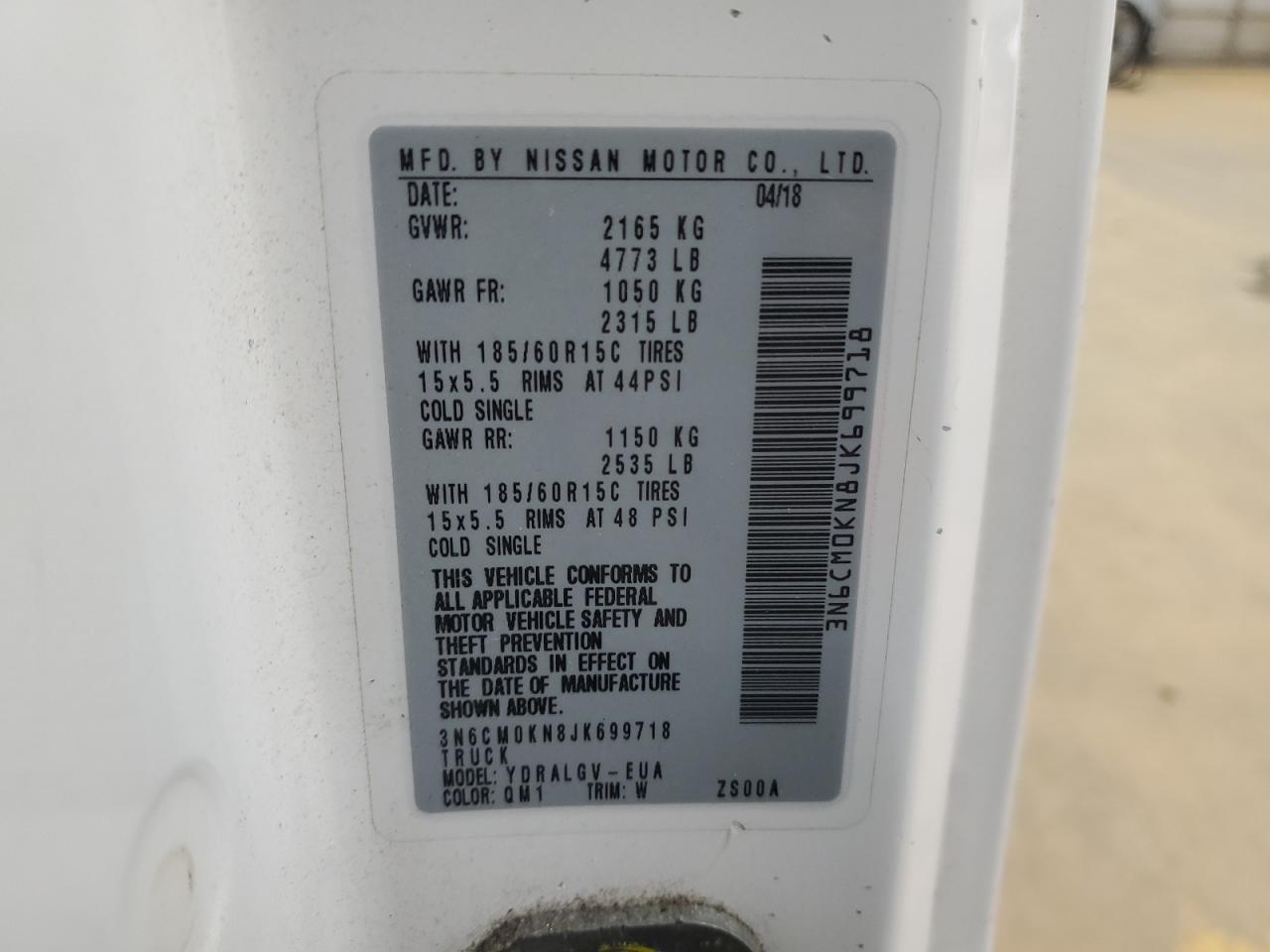 3N6CM0KN8JK699718 NISSAN NV 2018