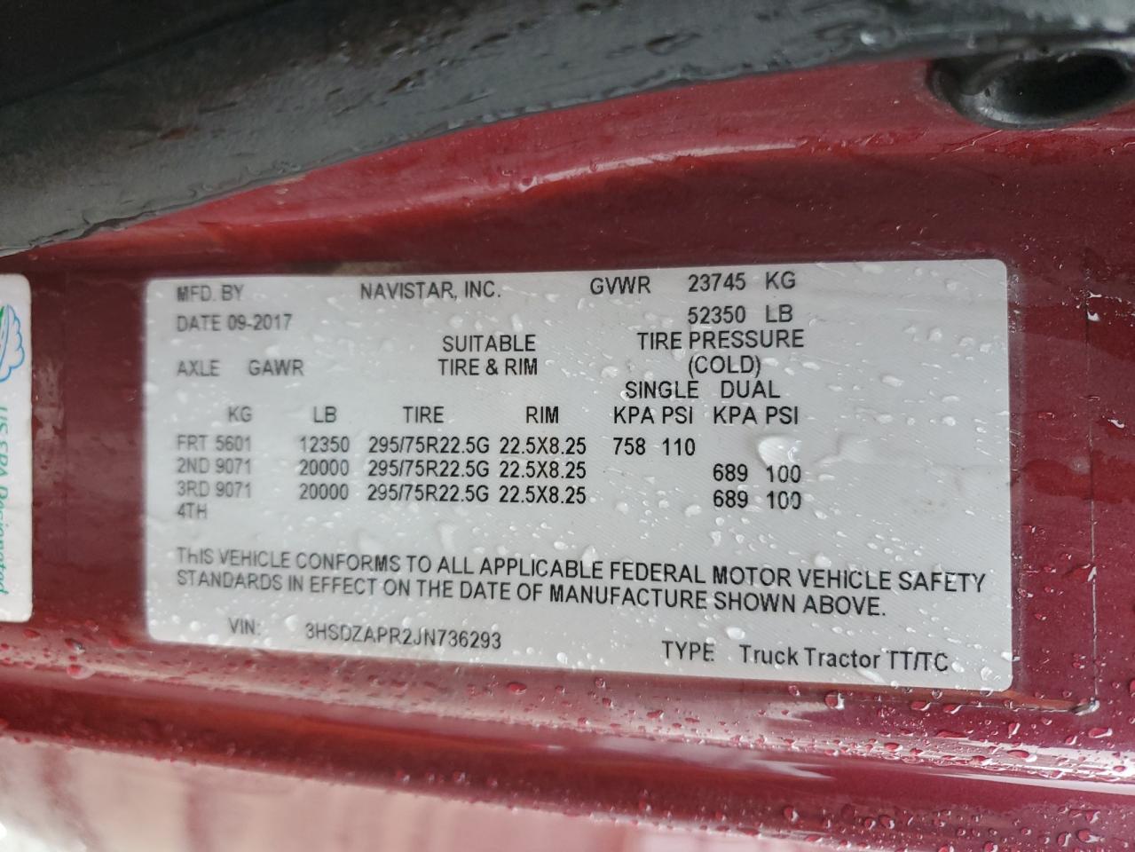 2018 International Lt625 Semi Truck VIN: 3HSDZAPR2JN736293 Lot: 47369545