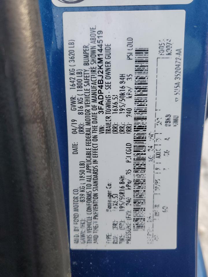 3FADP4BJ2KM144519 FORD FIESTA 2019
