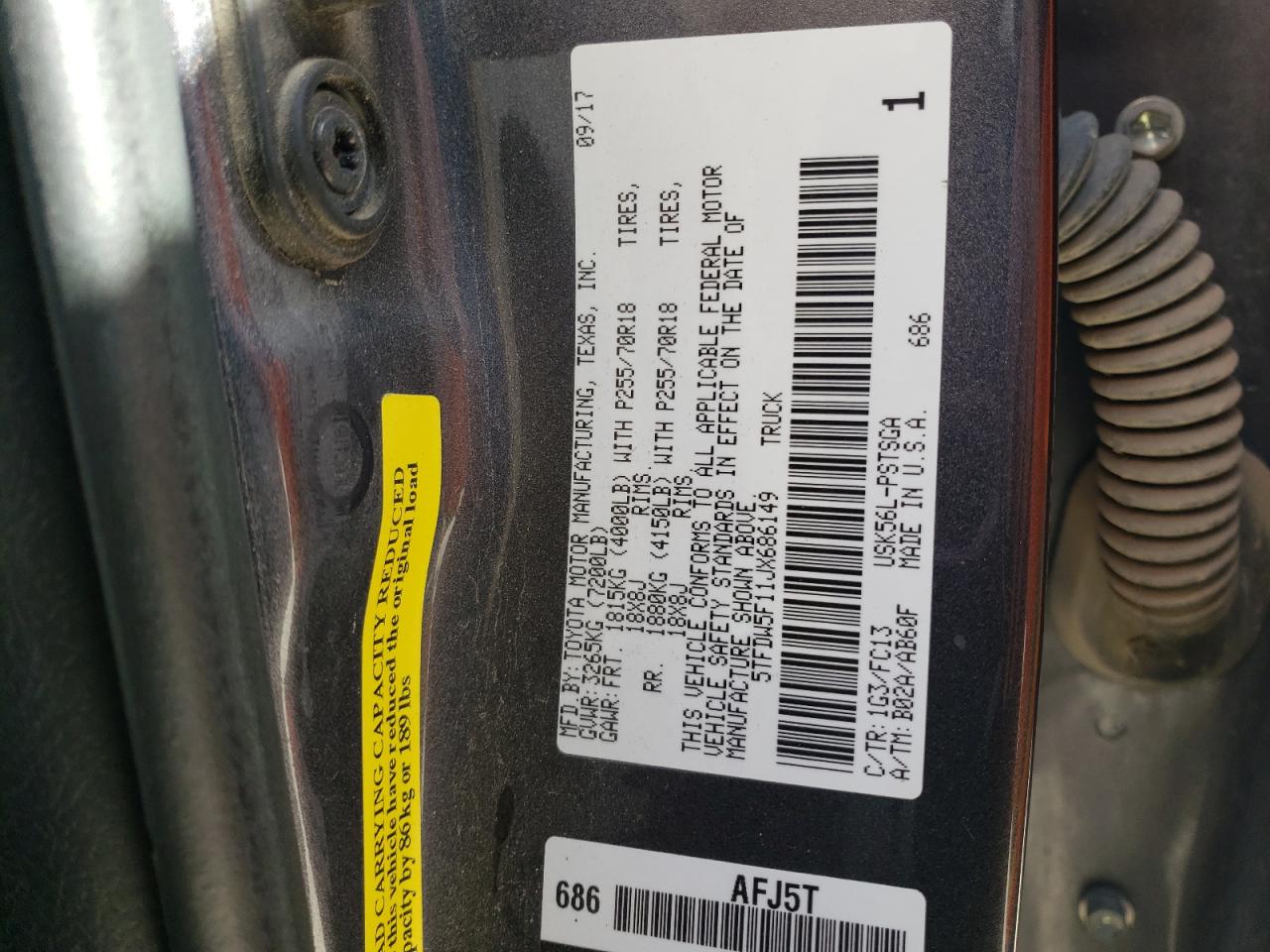 5TFDW5F11JX686149 TOYOTA TUNDRA 2018
