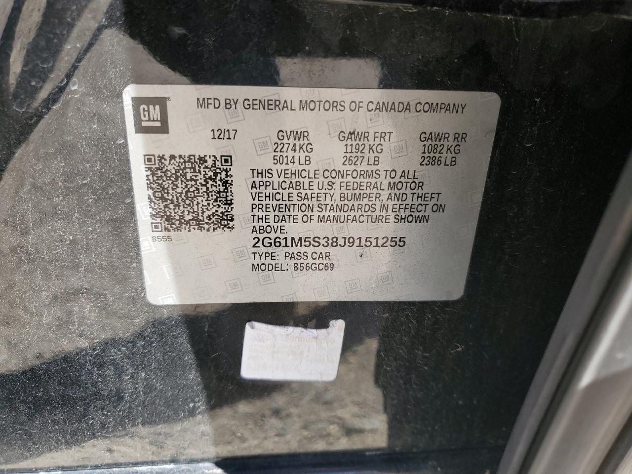 2018 Cadillac Xts Luxury VIN: 2G61M5X3HJ9151255 Lot: 49300435