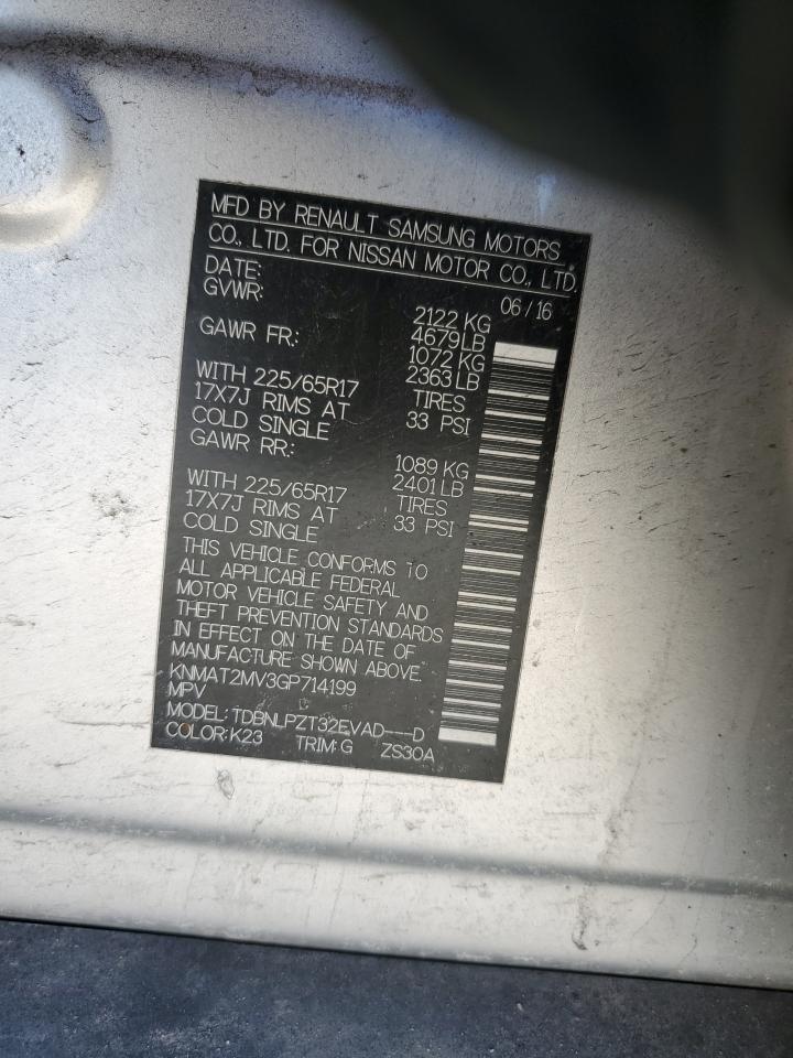 KNMAT2MV3GP714199 NISSAN ROGUE 2016