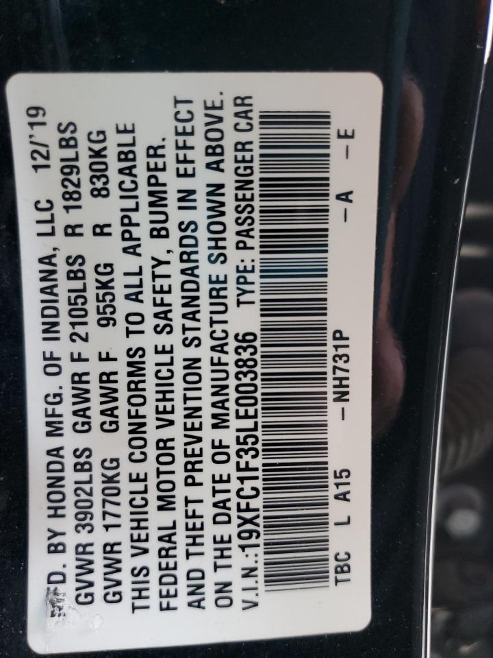 19XFC1F35LE003836 HONDA CIVIC 2020