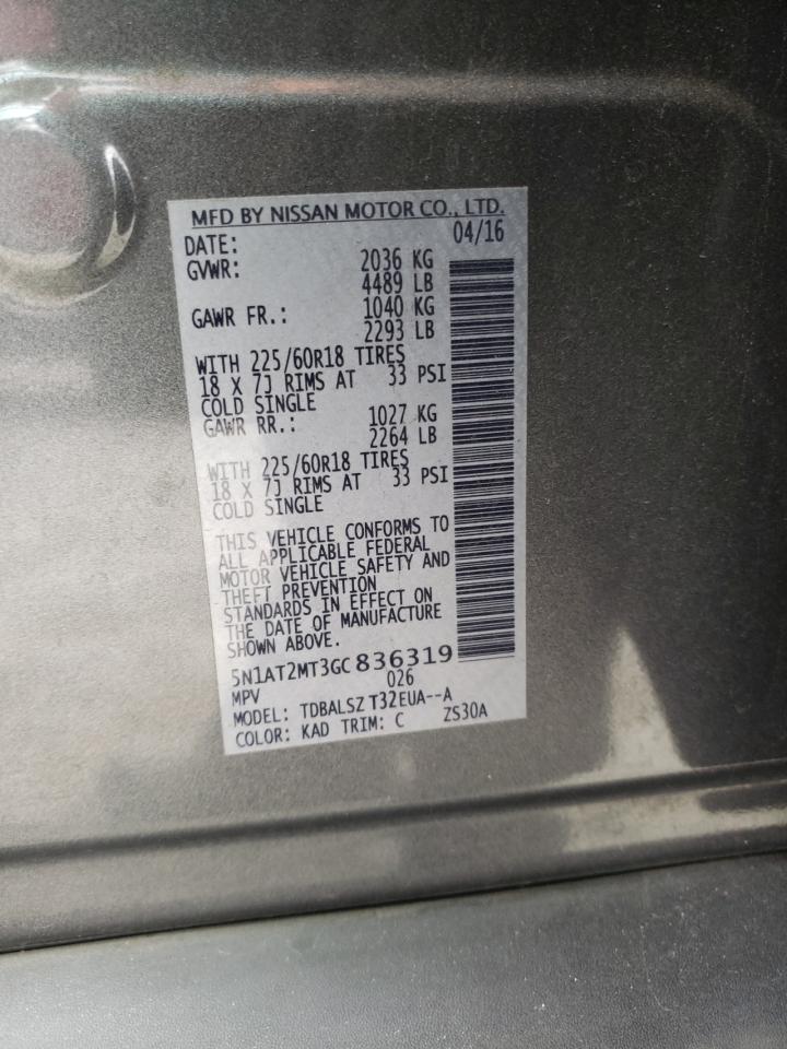 5N1AT2MT3GC836319 NISSAN ROGUE 2016