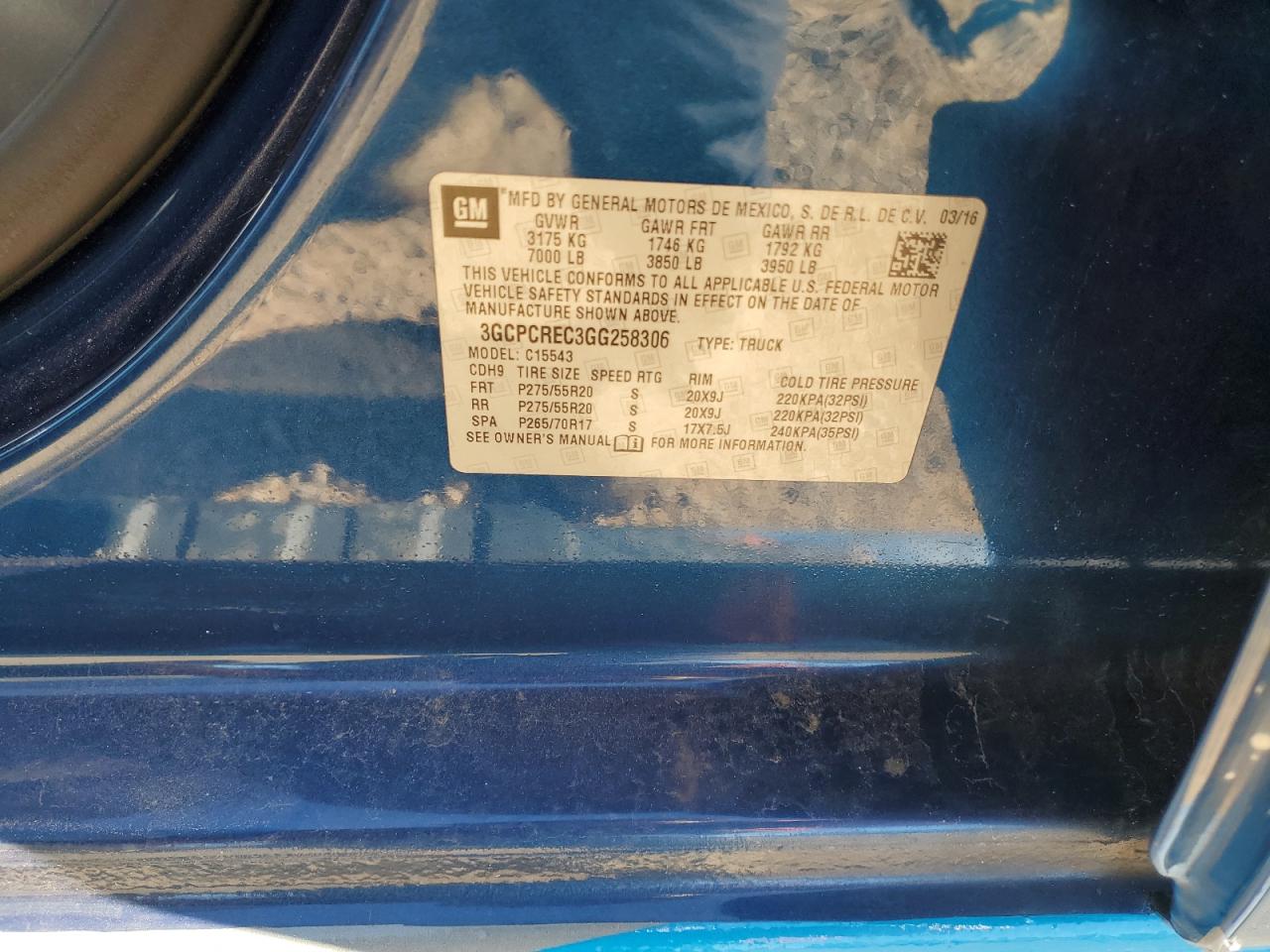 3GCPCREC3GG258306 CHEVROLET ALL Models 2016