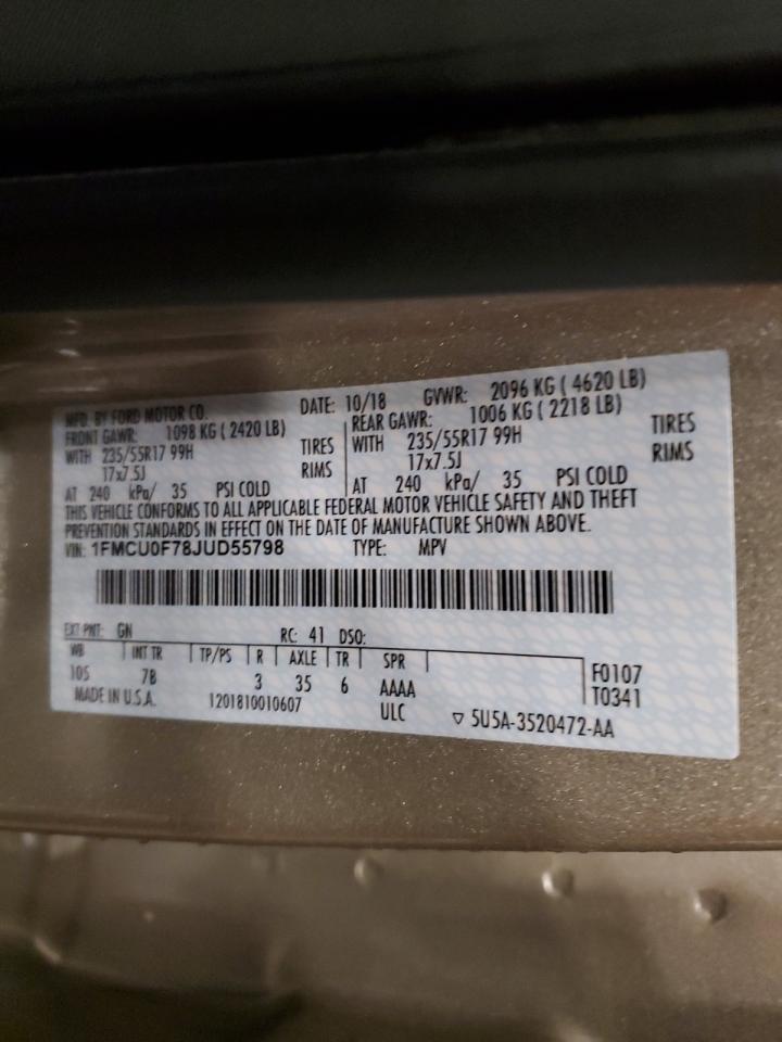 1FMCU0F78JUD55798 FORD ESCAPE 2018