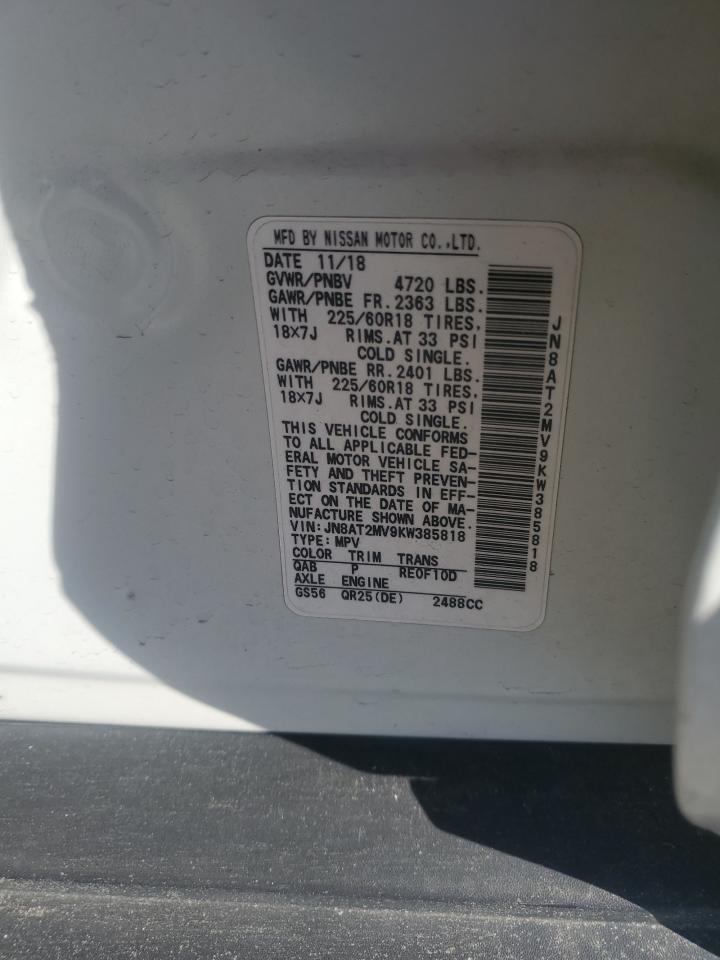 JN8AT2MV9KW385818 NISSAN ROGUE 2019