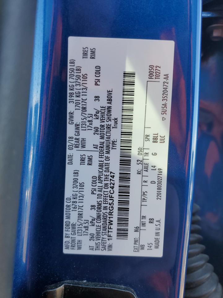 1FTFW1RG5JFC42747 FORD F150 2018