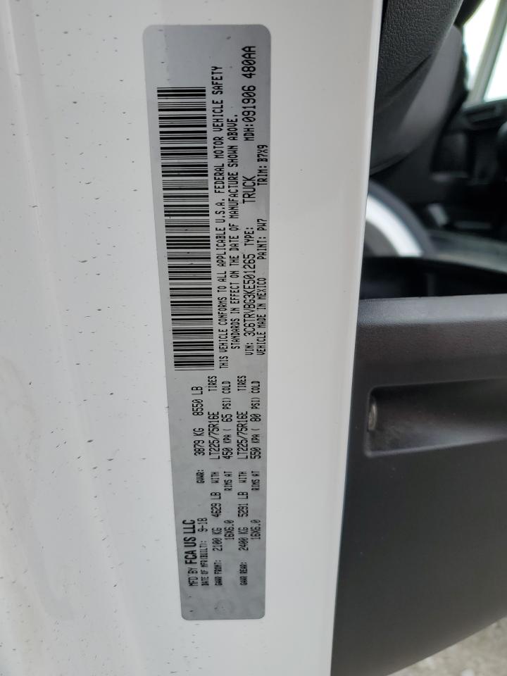 2019 Ram Promaster 1500 1500 High VIN: 3C6TRVBG3KE501265 Lot: 50530205