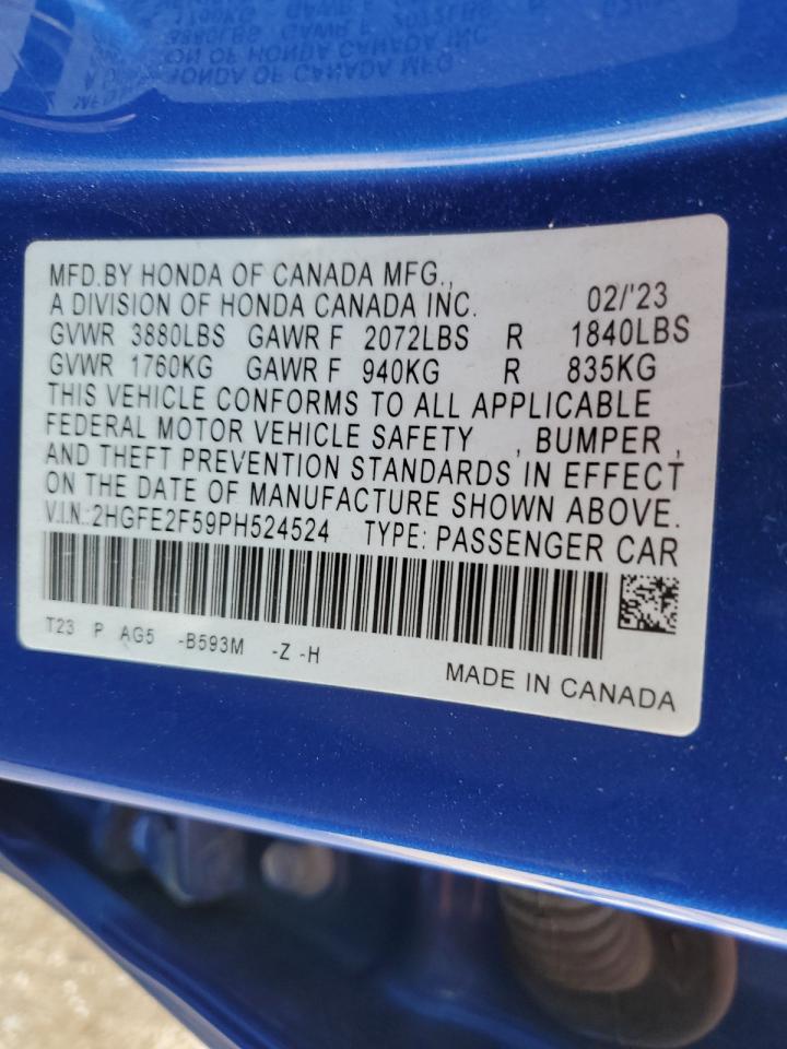 2HGFE2F59PH524524 HONDA CIVIC 2023