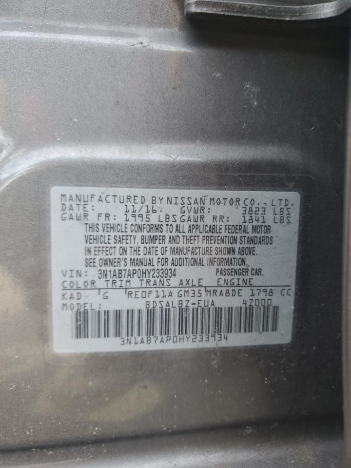 3N1AB7AP0HY233934 NISSAN SENTRA 2017