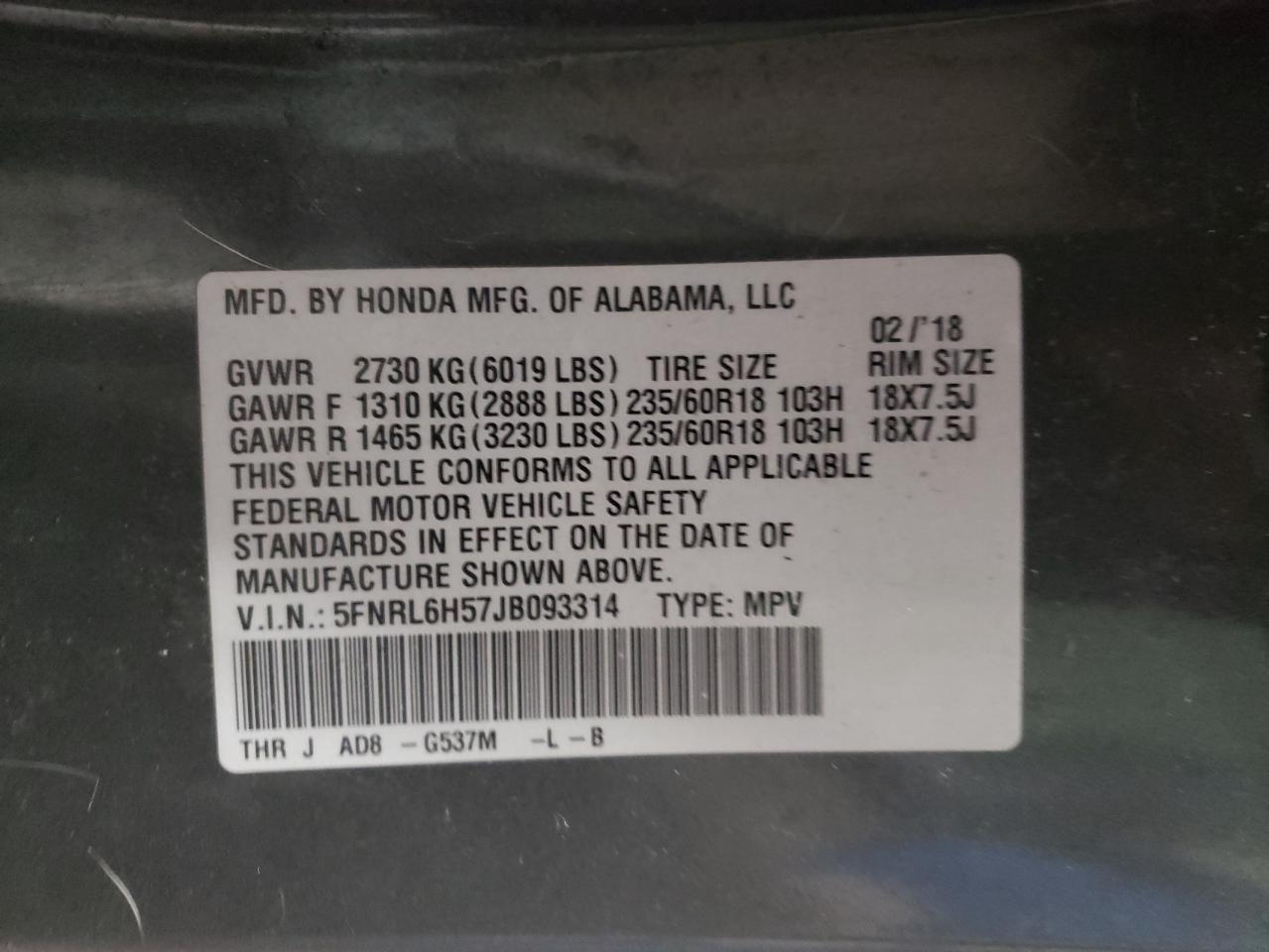 2018 Honda Odyssey - Image 13