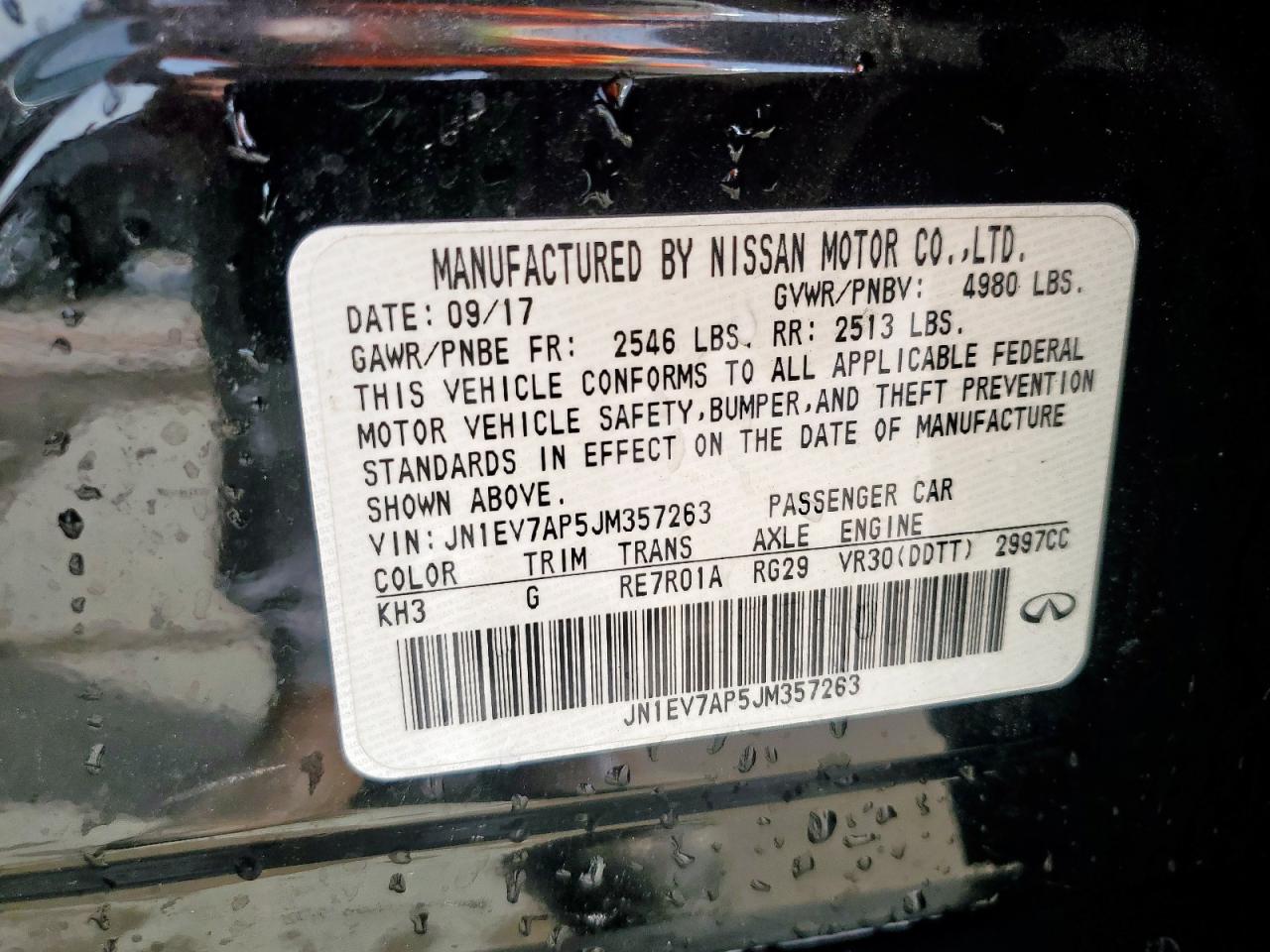 JN1EV7AP5JM357263 INFINITI Q50 2018