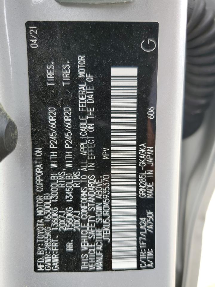 2021 Toyota 4Runner Trail VIN: JTEKU5JR0M5935370 Lot: 49812375