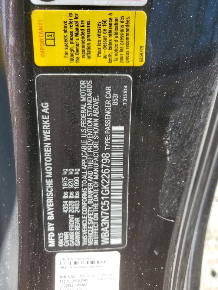 2016 BMW 428 I VIN: WBA3N7C51GK226798 Lot: 50334775