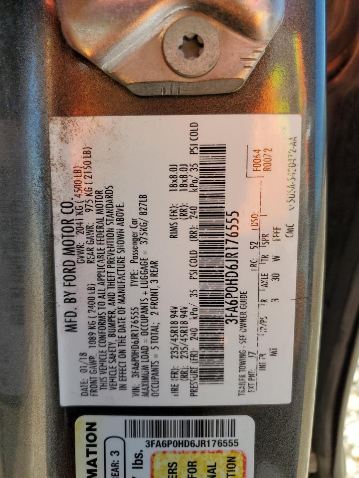 3FA6P0HD6JR176555 FORD FUSION 2018