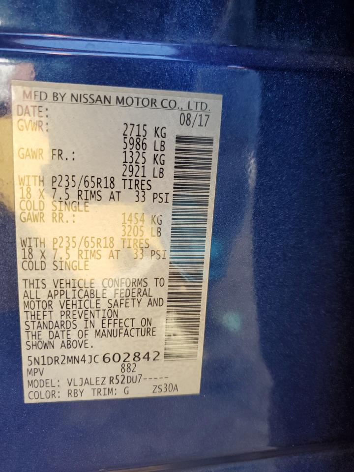 5N1DR2MN4JC602842 NISSAN PATHFINDER 2018