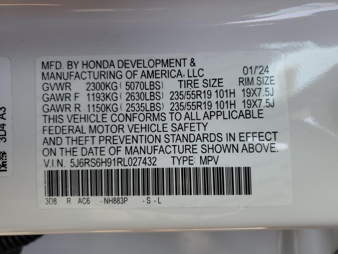 5J6RS6H91RL027432 HONDA CRV 2024