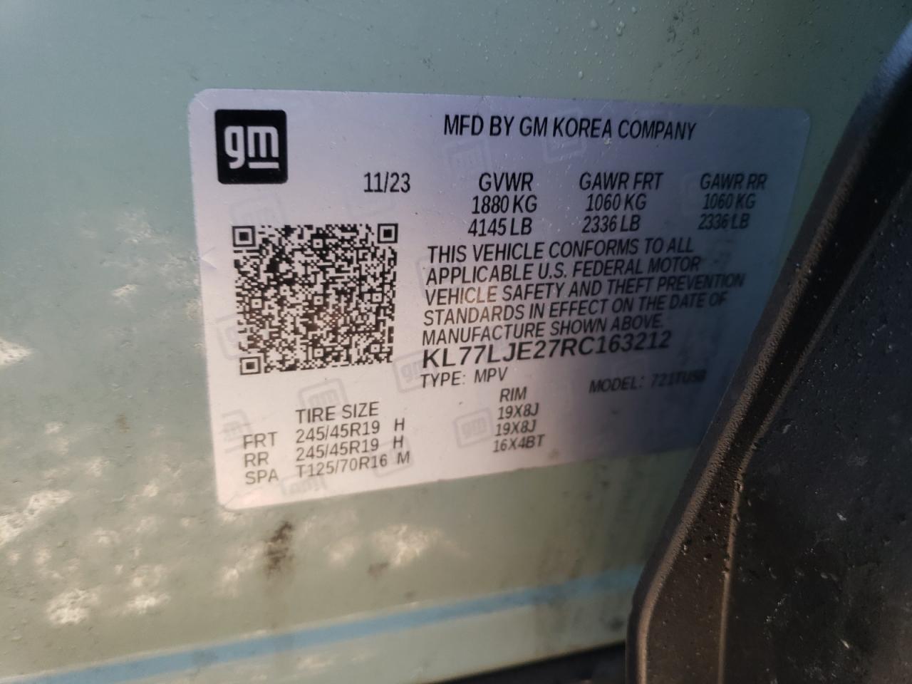 KL77LJE27RC163212 CHEVROLET TRAX 2RS 2024