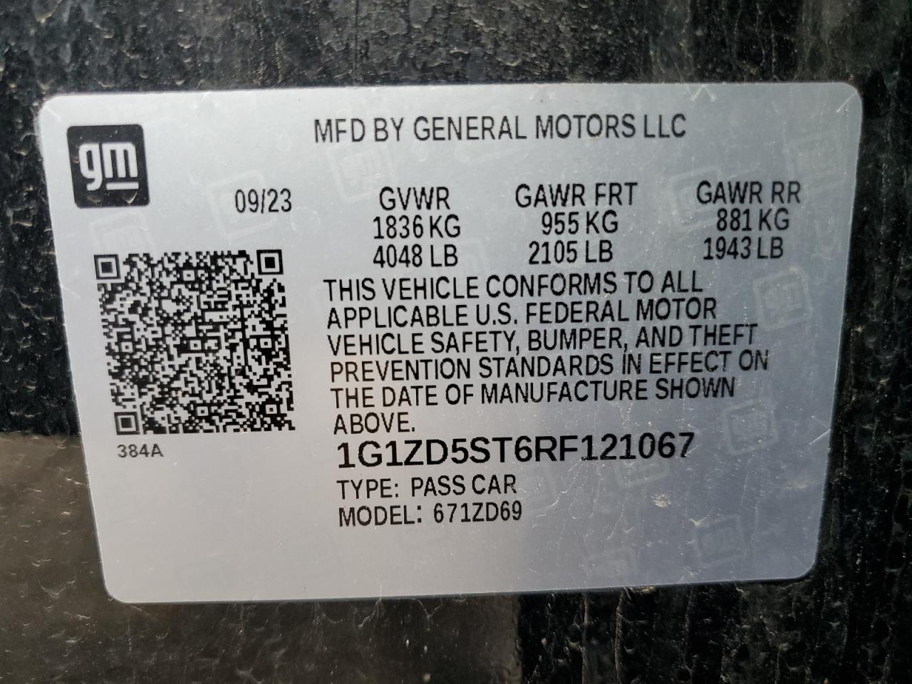 1G1ZD5ST6RF121067 CHEVROLET MALIBU 2024