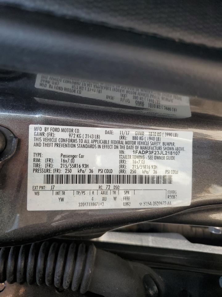 1FADP3F23JL218107 FORD FOCUS 2018
