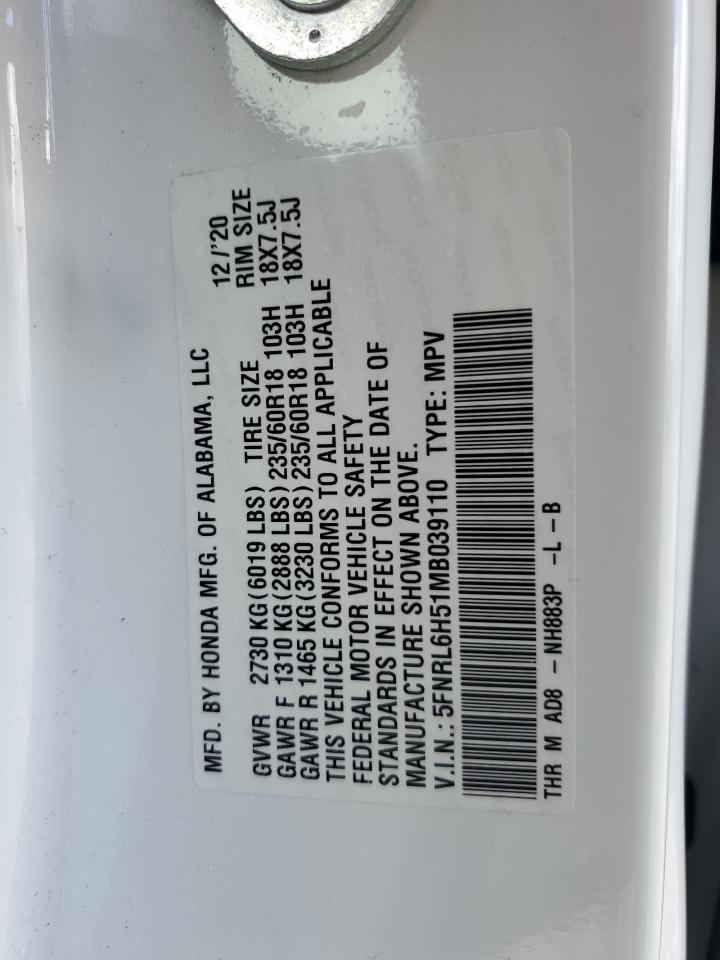 5FNRL6H51MB039110 HONDA All Models 2021