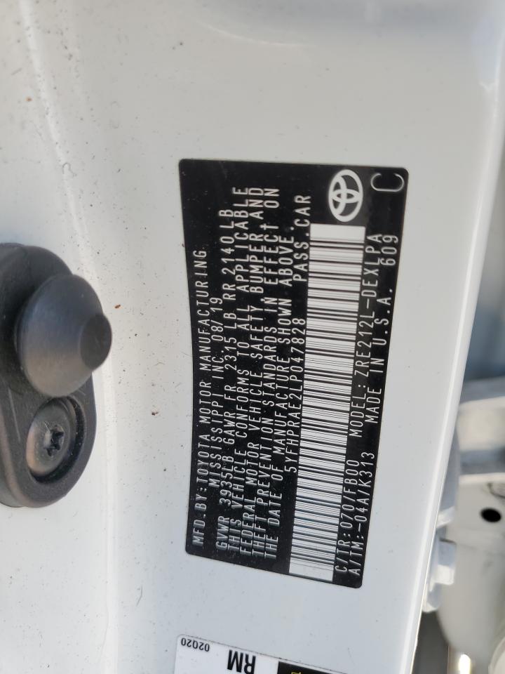 5YFHPRAE2LP047828 TOYOTA COROLLA 2020