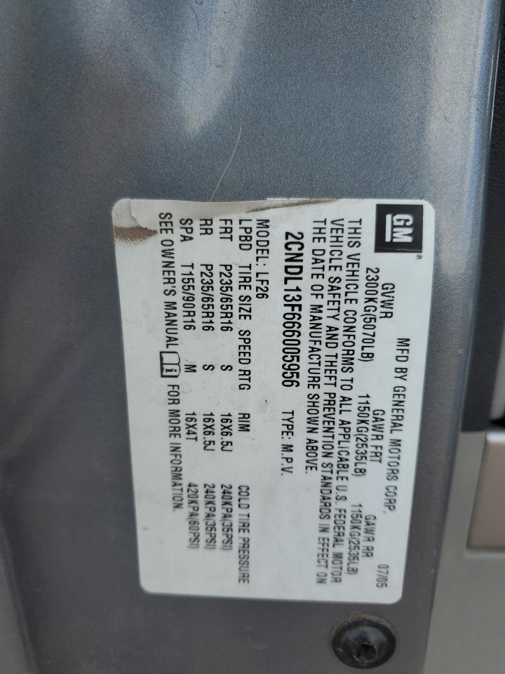2006 Chevrolet Equinox Ls VIN: 2CNDL13F666005956 Lot: 47604415