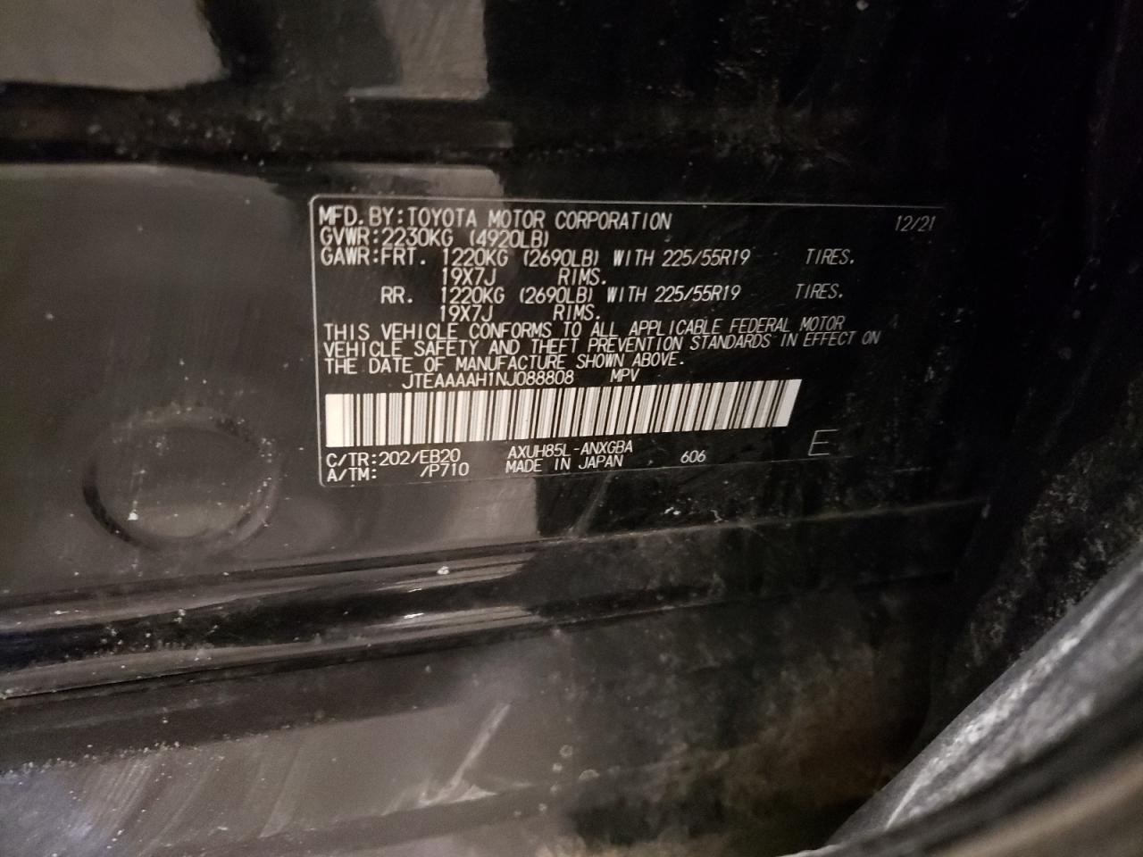 JTEAAAAH1NJ088808 TOYOTA VENZA 2022