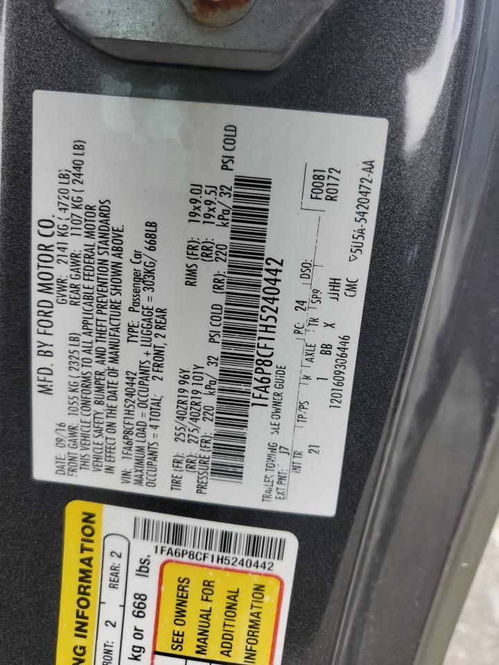 1FA6P8CF1H5240442 FORD MUSTANG 2017