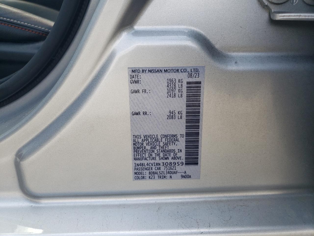 1N4BL4CV1RN308959 NISSAN ALTIMA 2024