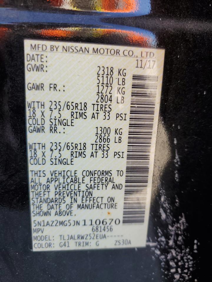 5N1AZ2MG5JN110670 NISSAN MURANO 2018