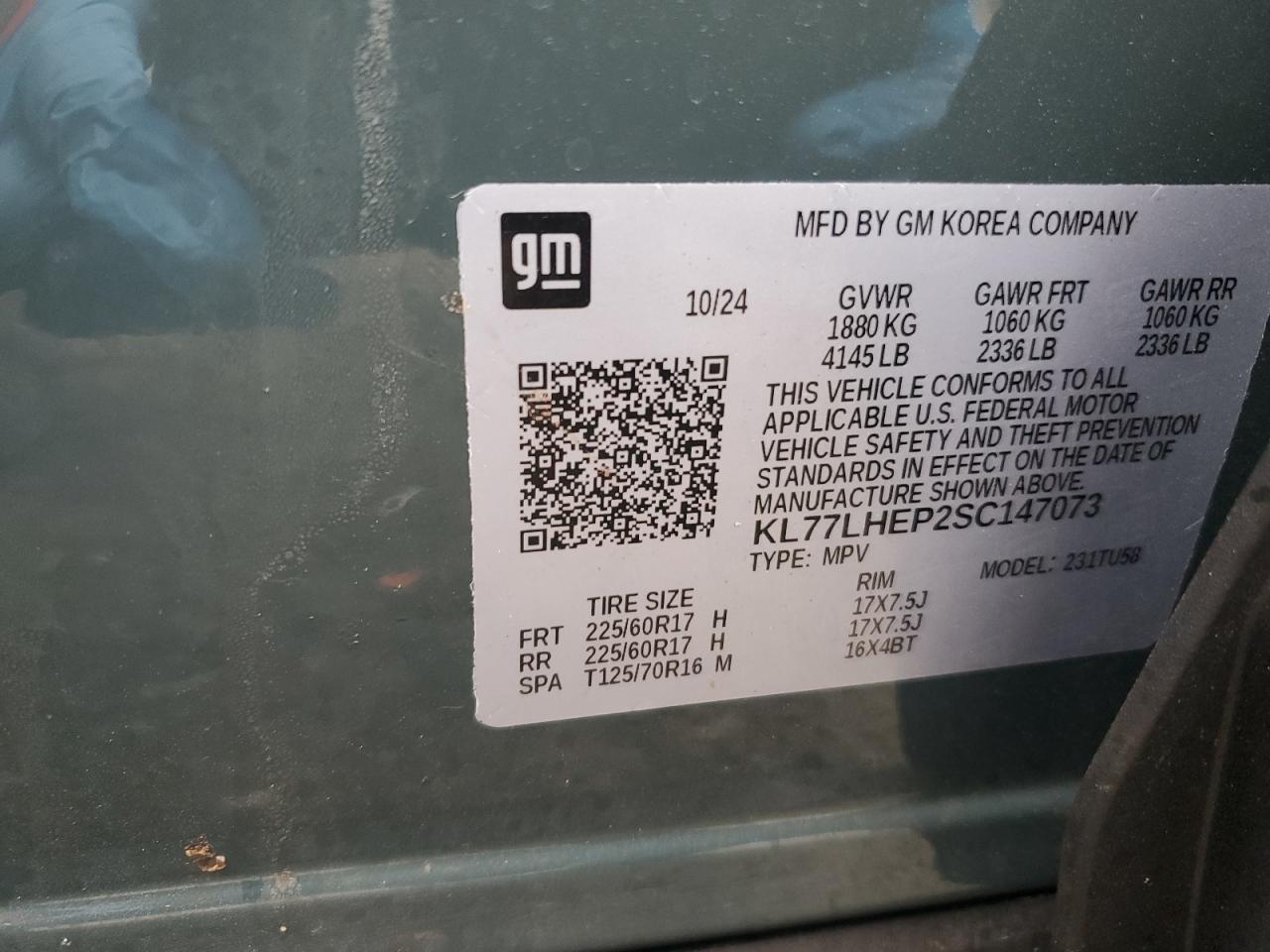 KL77LHEP2SC147073 CHEVROLET TRAX 2025