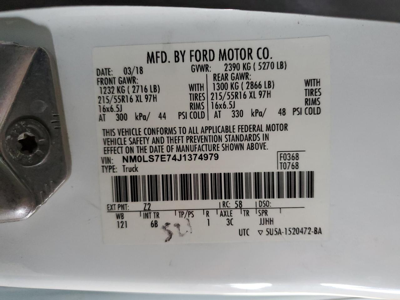 NM0LS7E74J1374979 FORD TRANSIT 2018