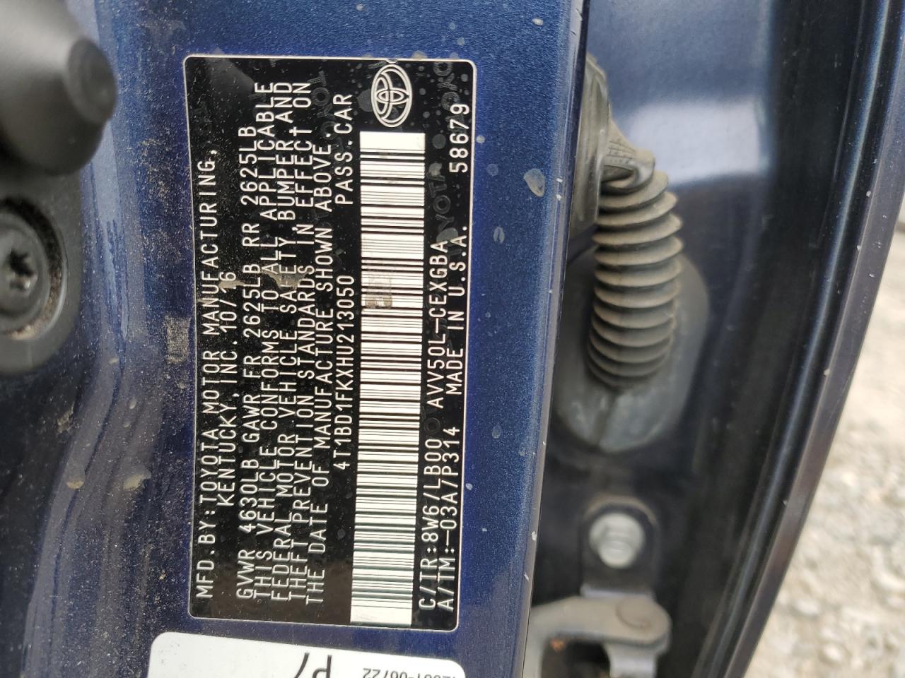 4T1BD1FKXHU213050 TOYOTA CAMRY 2017