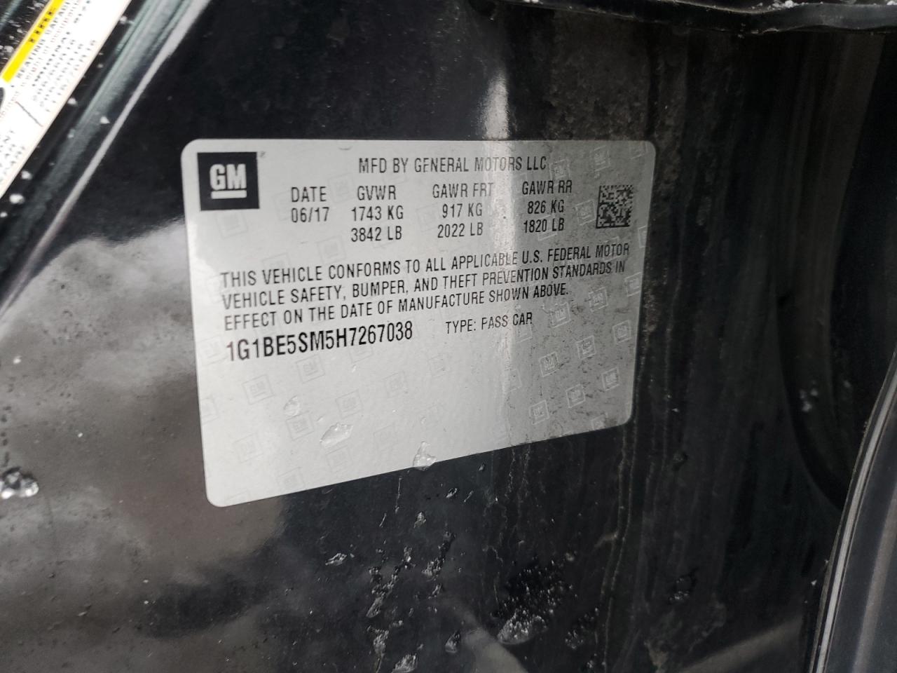 1G1BE5SM5H7267038 CHEVROLET CRUZE 2017